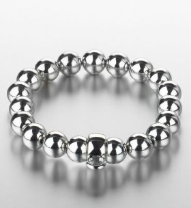 Silver Plated Ball Charm Stretch Bracelet