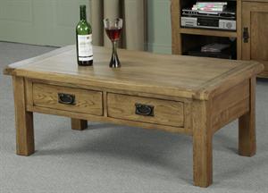 Country Solid Oak 4 Drawer Coffee Table