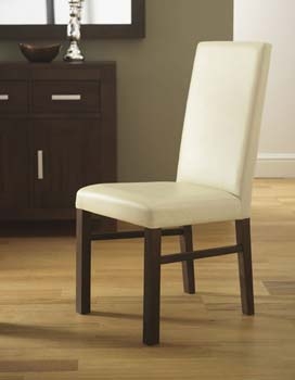 Lyon Walnut Standard Leather Dining Chairs - Ivory - Pair