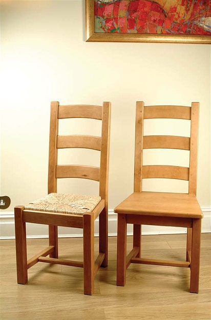 Mottisfont Rectory Rush or Solid Seat Dining Chairs - Beech, Painted or Oak - Pair (Oak with Rush Seat)