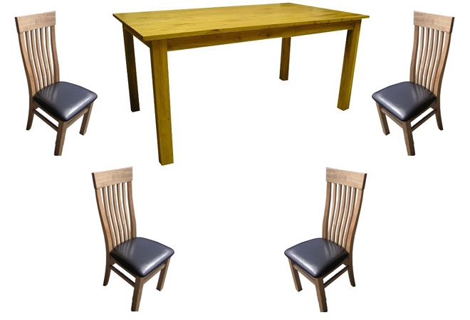 Waverley Oak Dining Table 1400mm & 4 Waverley Oak Slatback Chairs