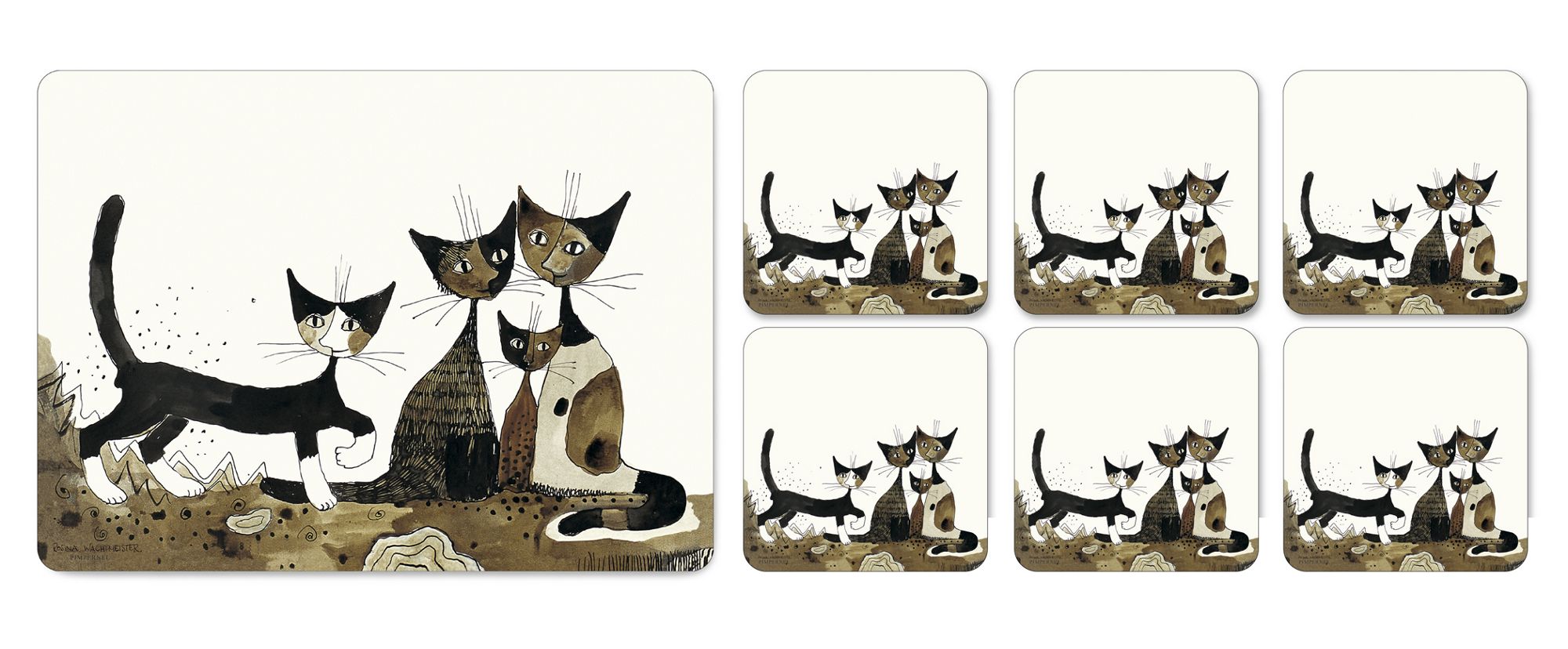 Pimpernel Serafino & Friends set of six coasters