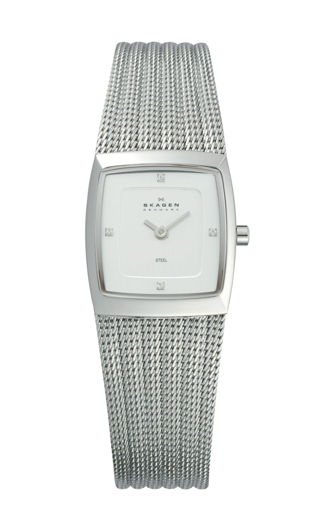 Women's Skagen Striped mesh bracelet watch, Silver