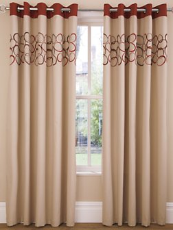 Halo Ring Top Curtains, Red