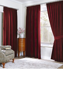 Velour Lined Thermal Pleated Curtains, Chocolate