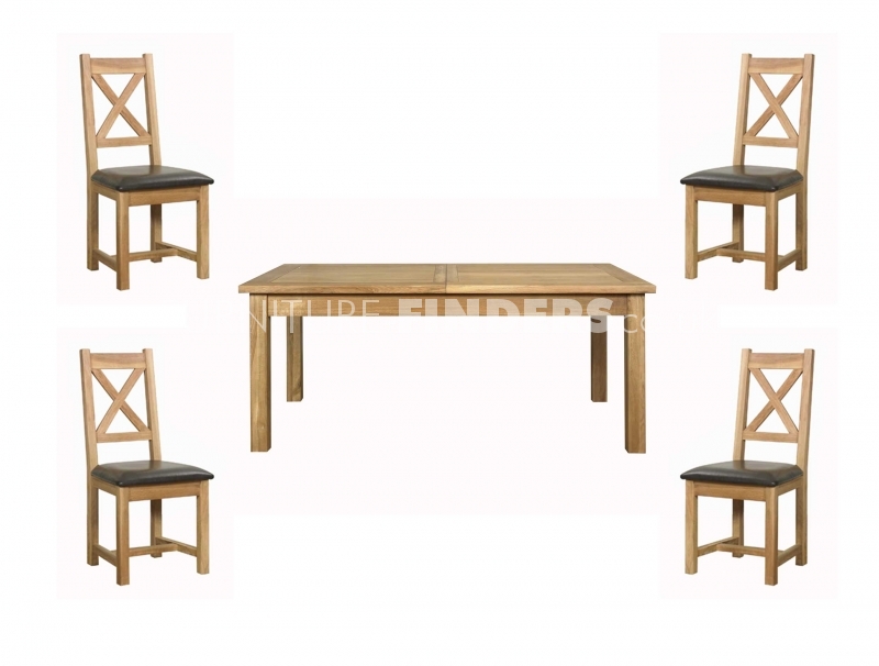 Shannon Dining Furniture Natural Solid Oak Small Extending Dining Table with Four Cross Back Chairs by Mark Webster Designs