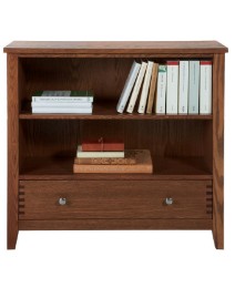 Oakley Low Bookcase wt Drawers-Dark Oak