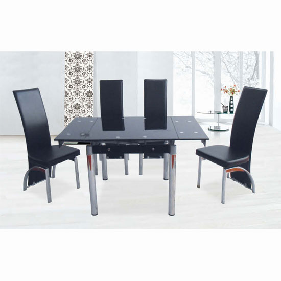 Cheryl Extending Glass Dining Set with 4 x D243 Chairs, B179-15