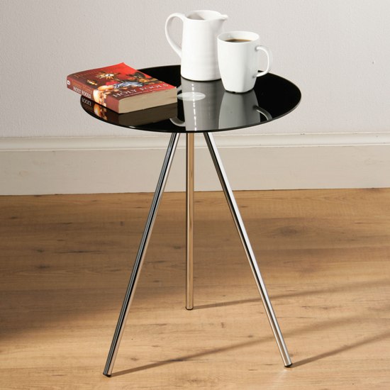 Trix Chrome Black Glass Side Table, 2401615