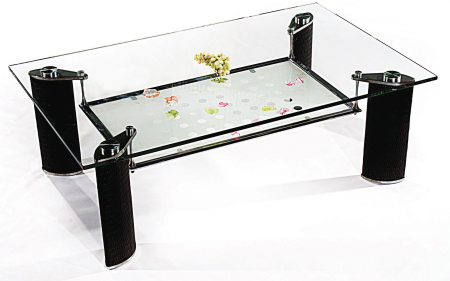 HC006L Glass Coffee Table with an Under Shelf