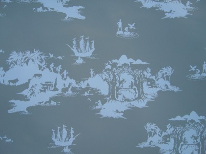 Peter Pan Wallpaper (White on Slate)