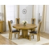 Zenia Oak 150cm Round Dining Table & 4 Santander Chairs - Brown, Black or Cream (Brown)