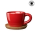 Apple Red Espresso Mug With Wooden Saucer